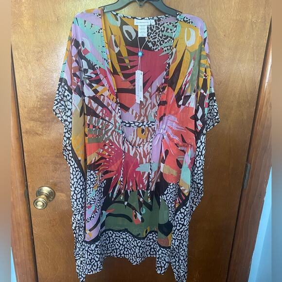 BLEU ROD BEATTIE UP LET'S GET LOUD CAFTAN SWIMSUIT COVER UP - Picture 1 of 13